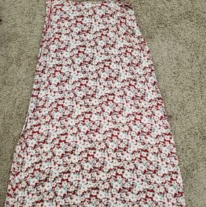 Red with white flowers A-line skirt
